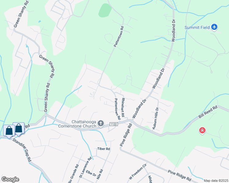 map of restaurants, bars, coffee shops, grocery stores, and more near 4008 Pattentown Road in Ooltewah