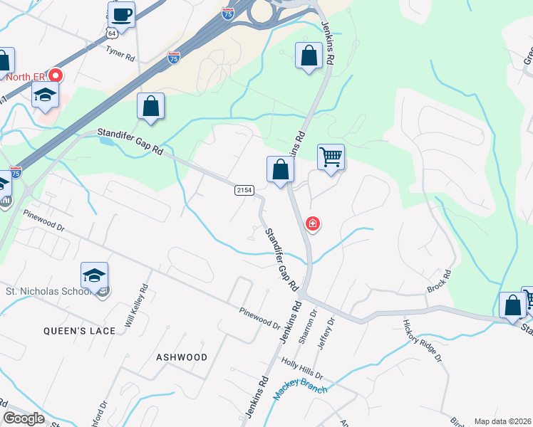 map of restaurants, bars, coffee shops, grocery stores, and more near 7706 Standifer Gap Road in Chattanooga