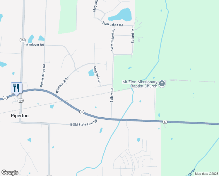 map of restaurants, bars, coffee shops, grocery stores, and more near 25 Hawthorne Drive in Piperton