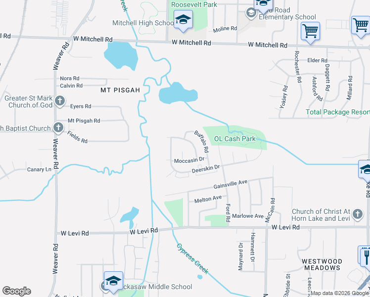 map of restaurants, bars, coffee shops, grocery stores, and more near 637 Blackhawk Road in Memphis