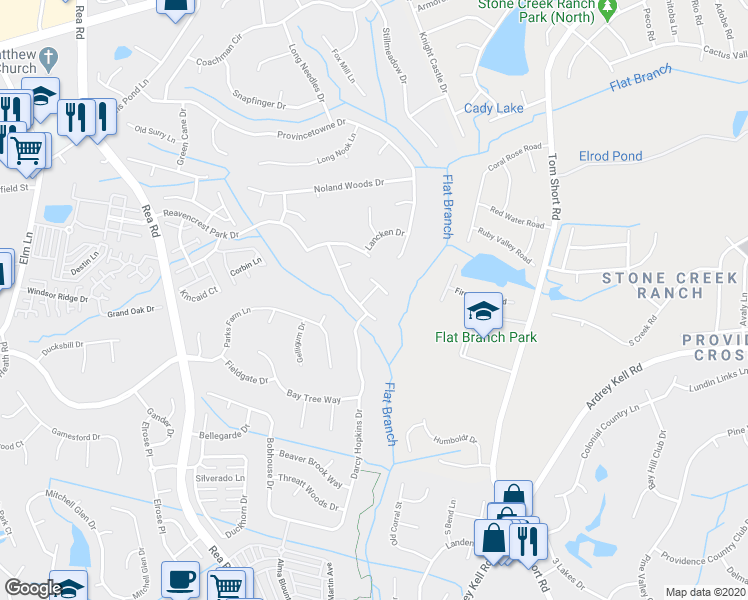 map of restaurants, bars, coffee shops, grocery stores, and more near 10014 Westgarth Avenue in Charlotte