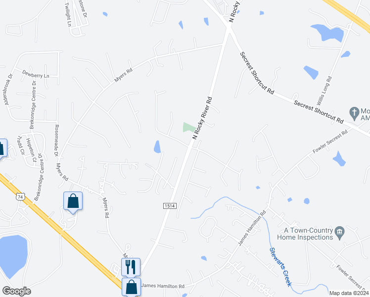 map of restaurants, bars, coffee shops, grocery stores, and more near 4101 Chatterleigh Drive in Monroe