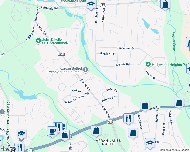 map of restaurants, bars, coffee shops, grocery stores, and more near 1098-1000 Sun Valley Drive in Fayetteville
