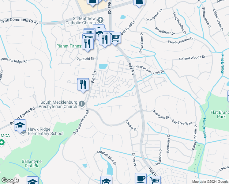 map of restaurants, bars, coffee shops, grocery stores, and more near in Charlotte