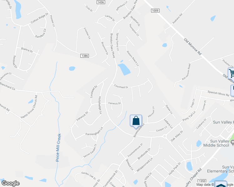 map of restaurants, bars, coffee shops, grocery stores, and more near 6581 Long Nook Lane in Indian Trail