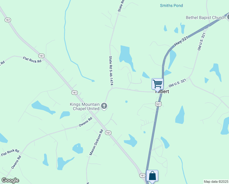 map of restaurants, bars, coffee shops, grocery stores, and more near 2024 Us Highway 321 South in York