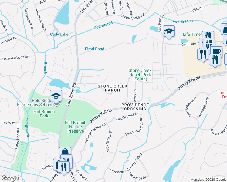 map of restaurants, bars, coffee shops, grocery stores, and more near in Charlotte