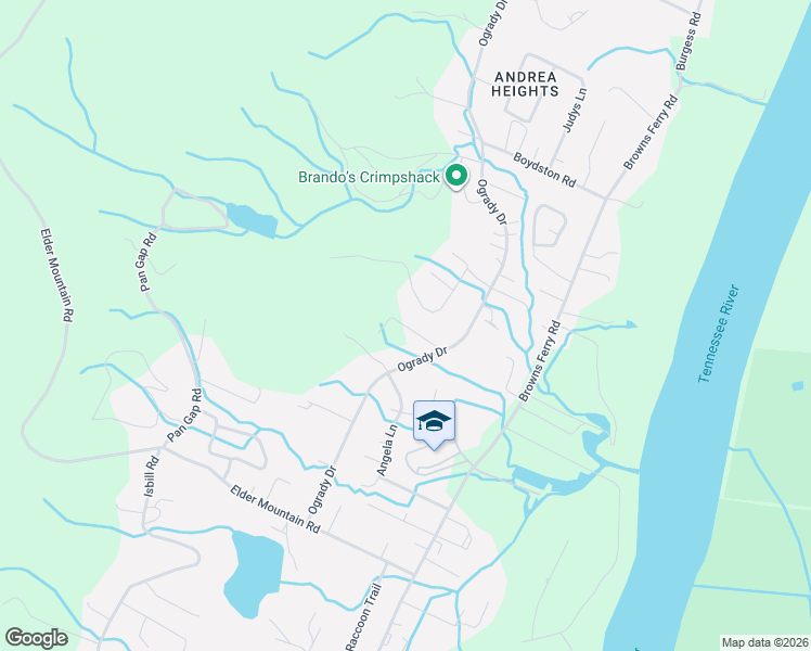 map of restaurants, bars, coffee shops, grocery stores, and more near 1104 Tiftonia View Road in Chattanooga