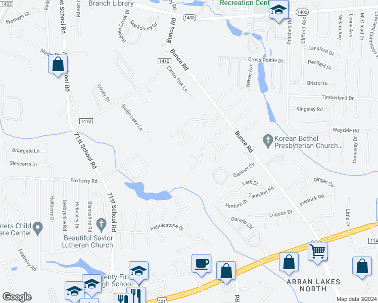 map of restaurants, bars, coffee shops, grocery stores, and more near 805 Dublin Court in Fayetteville