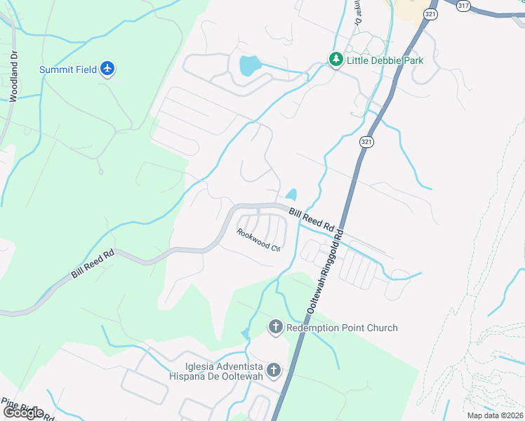 map of restaurants, bars, coffee shops, grocery stores, and more near 9629 Bill Reed Road in Ooltewah