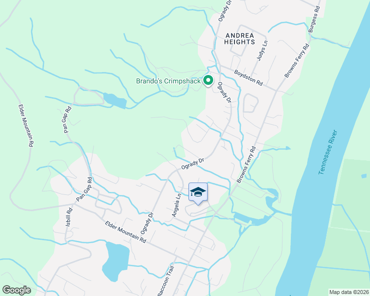 map of restaurants, bars, coffee shops, grocery stores, and more near 1104 Tiftonia View Road in Chattanooga