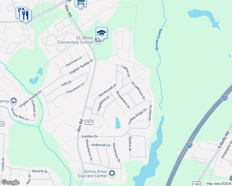 map of restaurants, bars, coffee shops, grocery stores, and more near 783 Richardson Avenue in Fayetteville