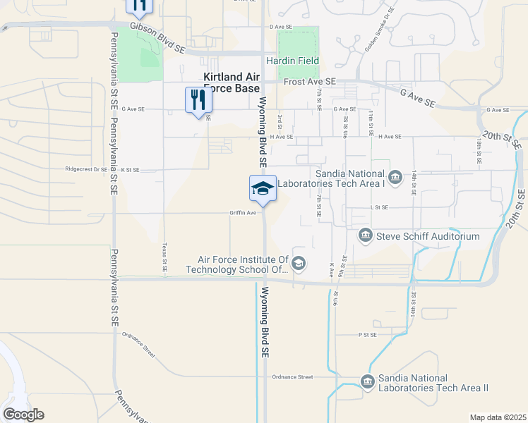 map of restaurants, bars, coffee shops, grocery stores, and more near 2000 Wyoming Boulevard Southeast in Albuquerque