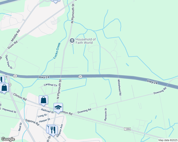 map of restaurants, bars, coffee shops, grocery stores, and more near 2168 Angelia M Street in Fayetteville