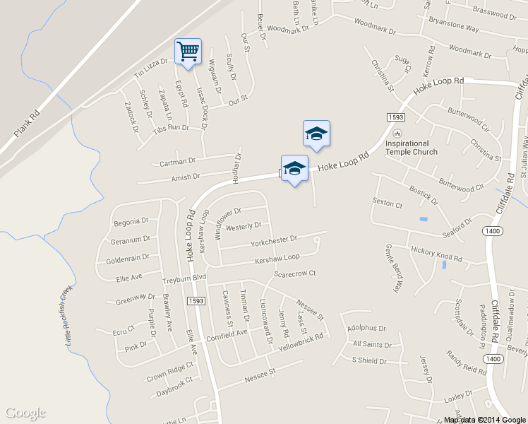 map of restaurants, bars, coffee shops, grocery stores, and more near 5001 Windflower Dr in Fayetteville