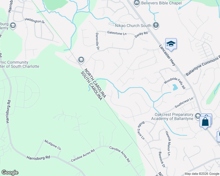 map of restaurants, bars, coffee shops, grocery stores, and more near 12823 Diamond Drive in Pineville