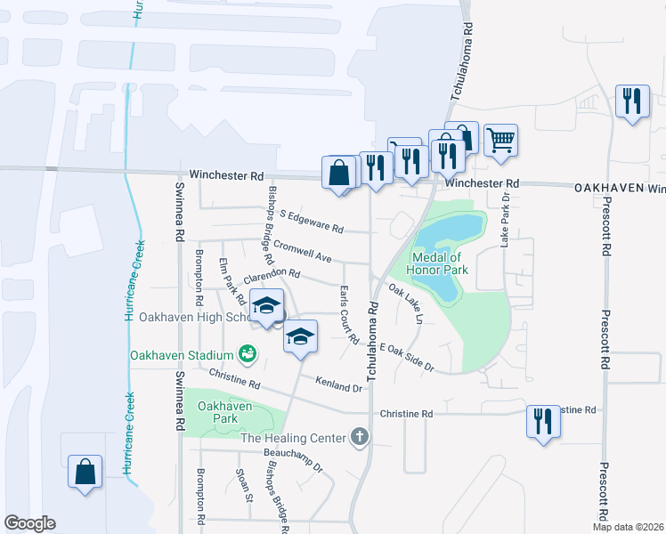 map of restaurants, bars, coffee shops, grocery stores, and more near 3211 Cromwell Avenue in Memphis