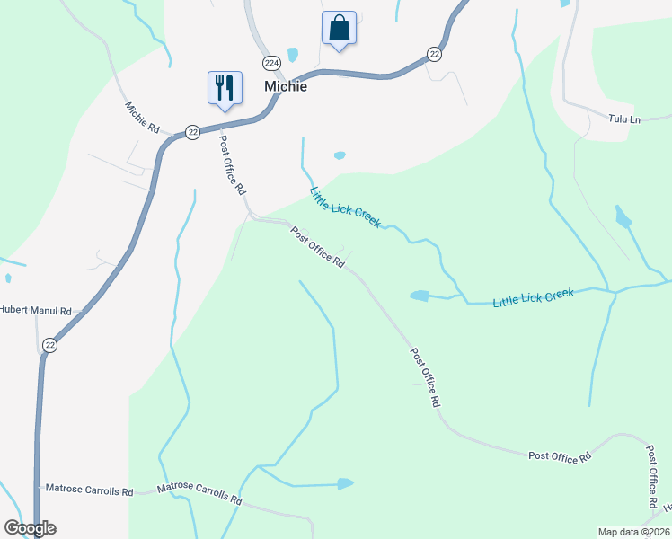 map of restaurants, bars, coffee shops, grocery stores, and more near 538 Post Office Road in Michie