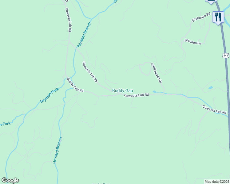 map of restaurants, bars, coffee shops, grocery stores, and more near 994 Coweeta Lab Road in Macon