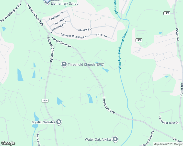 map of restaurants, bars, coffee shops, grocery stores, and more near 2808 Forest Lawn Drive in Matthews