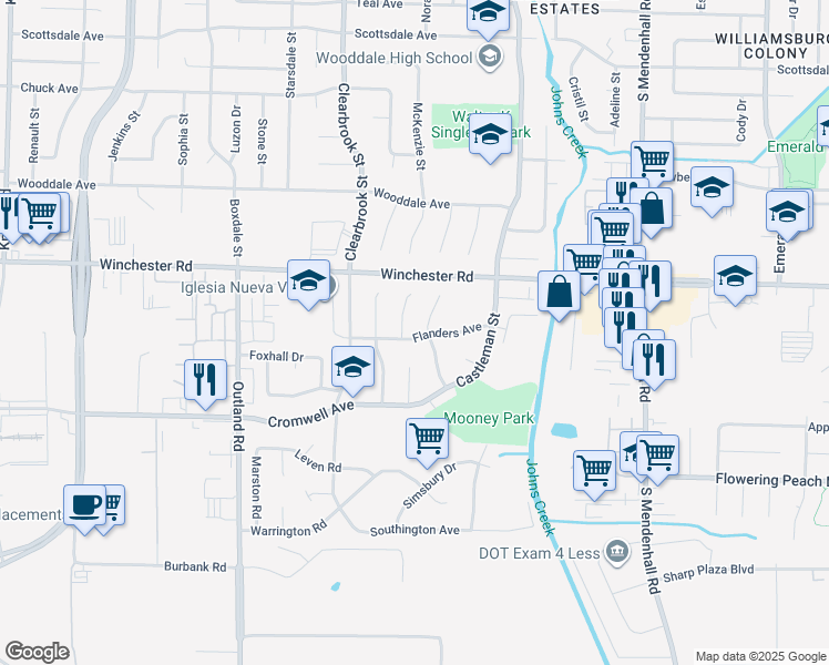 map of restaurants, bars, coffee shops, grocery stores, and more near 5070 Flanders Avenue in Memphis