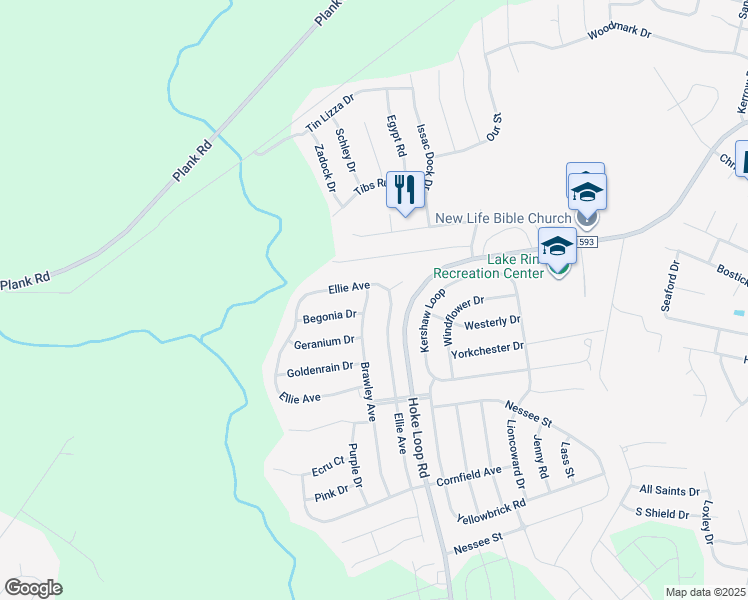 map of restaurants, bars, coffee shops, grocery stores, and more near 1807 Brawley Avenue in Fayetteville