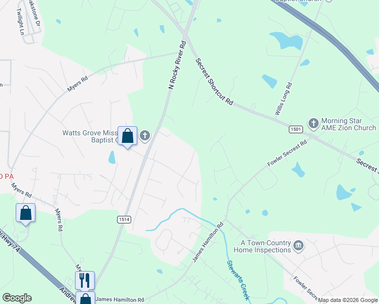 map of restaurants, bars, coffee shops, grocery stores, and more near 3145 Blueberry Drive in Monroe
