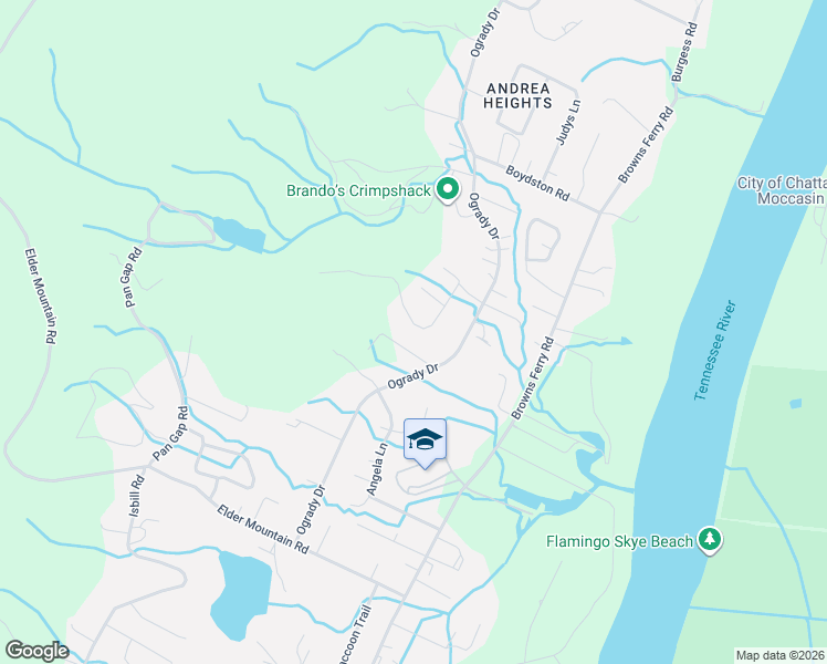 map of restaurants, bars, coffee shops, grocery stores, and more near 1104 Tiftonia View Road in Chattanooga