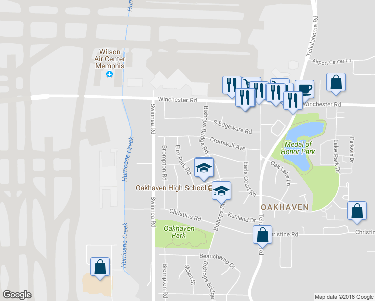 map of restaurants, bars, coffee shops, grocery stores, and more near 3641 Cromwell Cove in Memphis