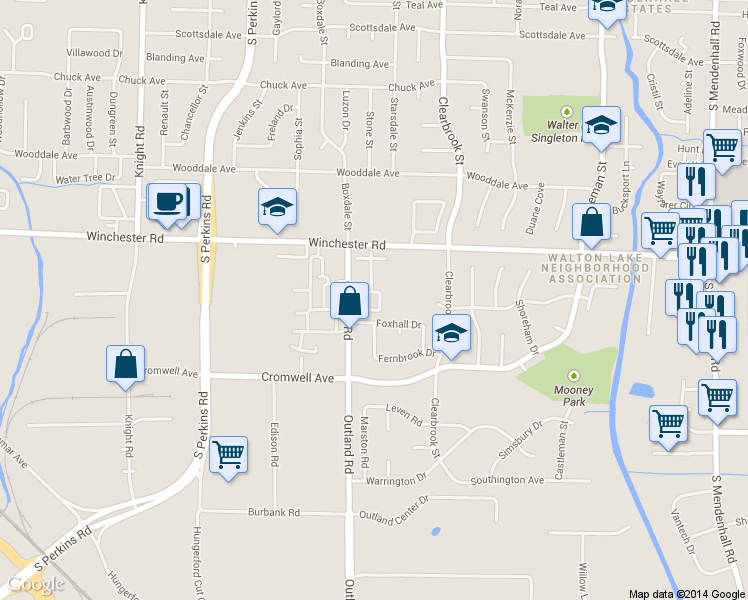 map of restaurants, bars, coffee shops, grocery stores, and more near 3657 Chesterwood Drive in Memphis