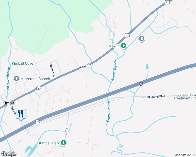 map of restaurants, bars, coffee shops, grocery stores, and more near 1720 Main Street in Jasper