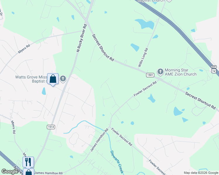 map of restaurants, bars, coffee shops, grocery stores, and more near 4133 Waxwood Drive in Monroe