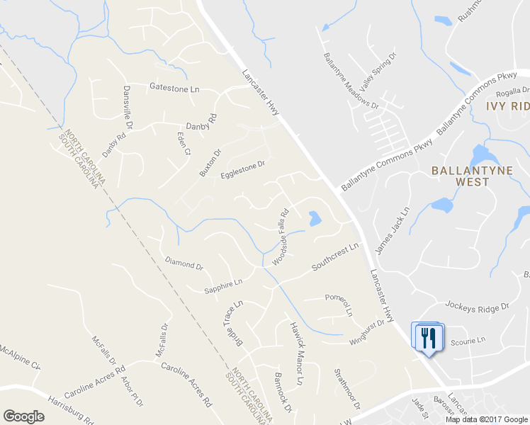 map of restaurants, bars, coffee shops, grocery stores, and more near 12331 Agate Lane in Pineville