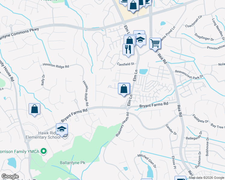 map of restaurants, bars, coffee shops, grocery stores, and more near 8848 Leinster Drive in Charlotte