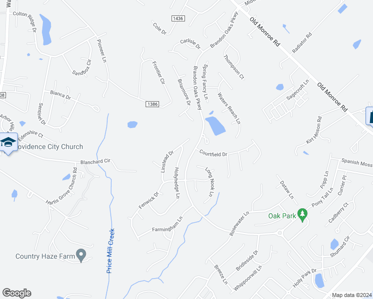 map of restaurants, bars, coffee shops, grocery stores, and more near 1001 Hollyhedge Lane in Indian Trail