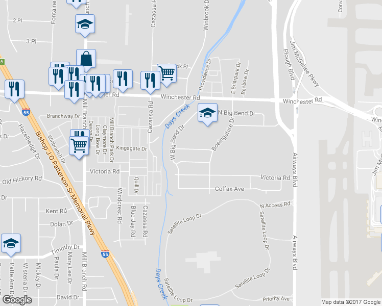 map of restaurants, bars, coffee shops, grocery stores, and more near 1957 Tacoma Avenue in Memphis