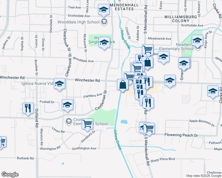 map of restaurants, bars, coffee shops, grocery stores, and more near 5191 Walton Lake in Memphis