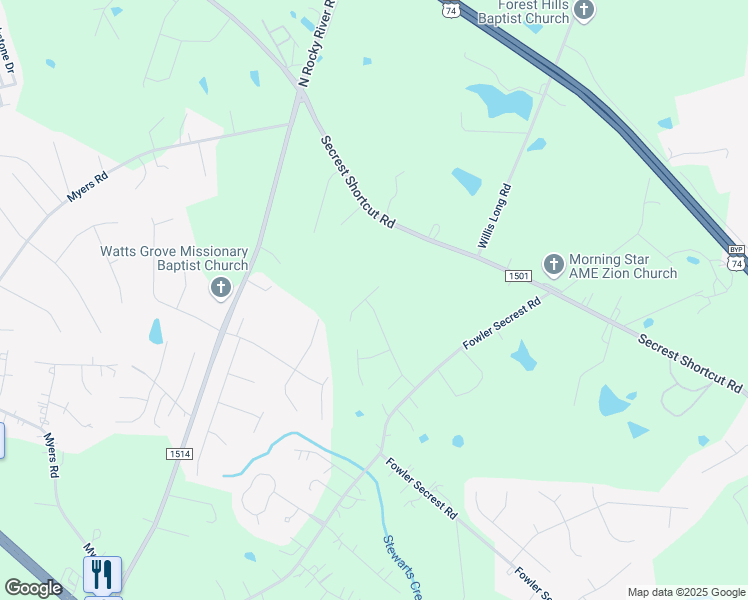 map of restaurants, bars, coffee shops, grocery stores, and more near 3208 Chippendale Road in Monroe