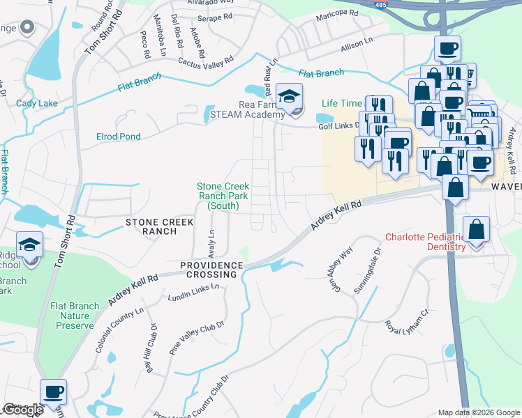 map of restaurants, bars, coffee shops, grocery stores, and more near in Charlotte