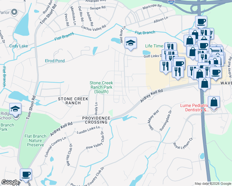 map of restaurants, bars, coffee shops, grocery stores, and more near in Charlotte