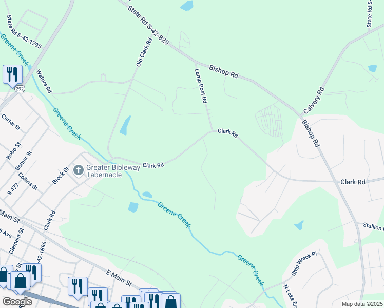 map of restaurants, bars, coffee shops, grocery stores, and more near 791 Clark Road in Inman