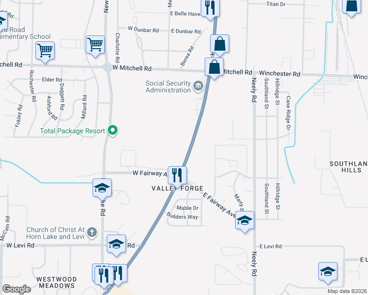 map of restaurants, bars, coffee shops, grocery stores, and more near 3571 South 3rd Street in Memphis