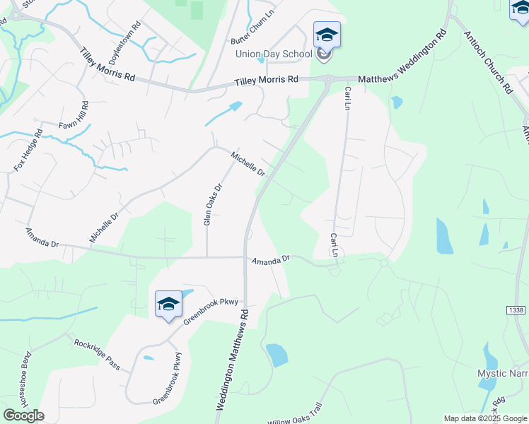map of restaurants, bars, coffee shops, grocery stores, and more near 4403 Weddington Matthews Road in Matthews