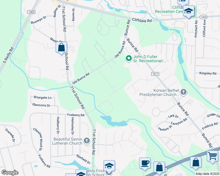 map of restaurants, bars, coffee shops, grocery stores, and more near 3705 Badin Lake Lane in Fayetteville