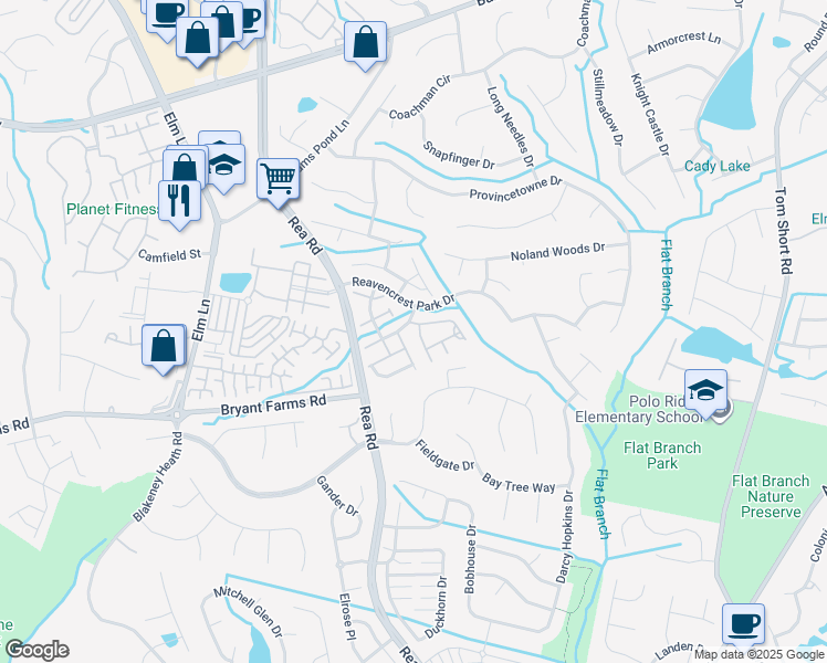 map of restaurants, bars, coffee shops, grocery stores, and more near 12304 Dunford Street in Charlotte