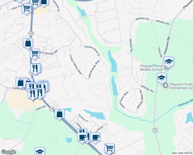 map of restaurants, bars, coffee shops, grocery stores, and more near 6126 Morning Mist End in Fort Mill