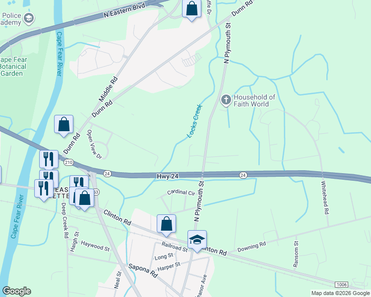map of restaurants, bars, coffee shops, grocery stores, and more near 1912 Simon Street in Fayetteville