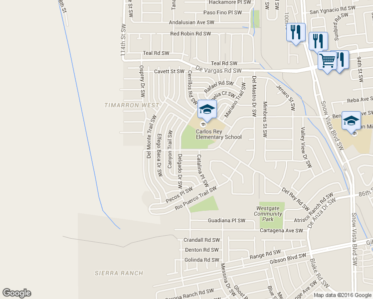 map of restaurants, bars, coffee shops, grocery stores, and more near 1398 Delgado Drive Southwest in Albuquerque