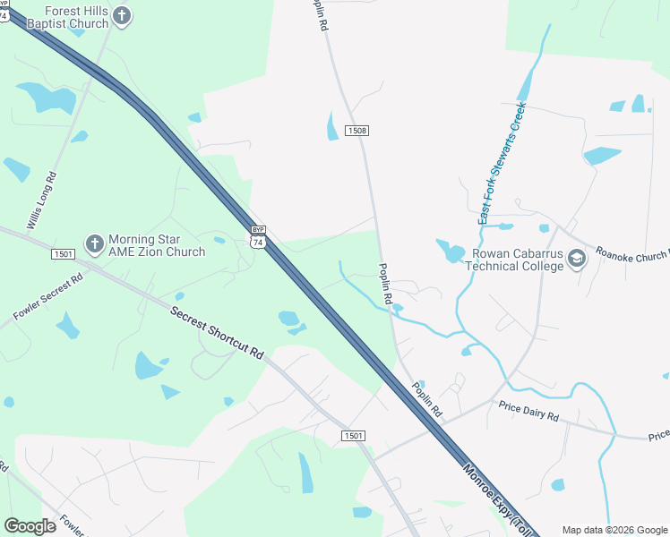 map of restaurants, bars, coffee shops, grocery stores, and more near 1404 Clear Creek Lane in Monroe