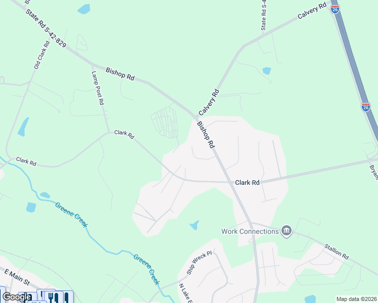 map of restaurants, bars, coffee shops, grocery stores, and more near 261 Profitts Way in Inman